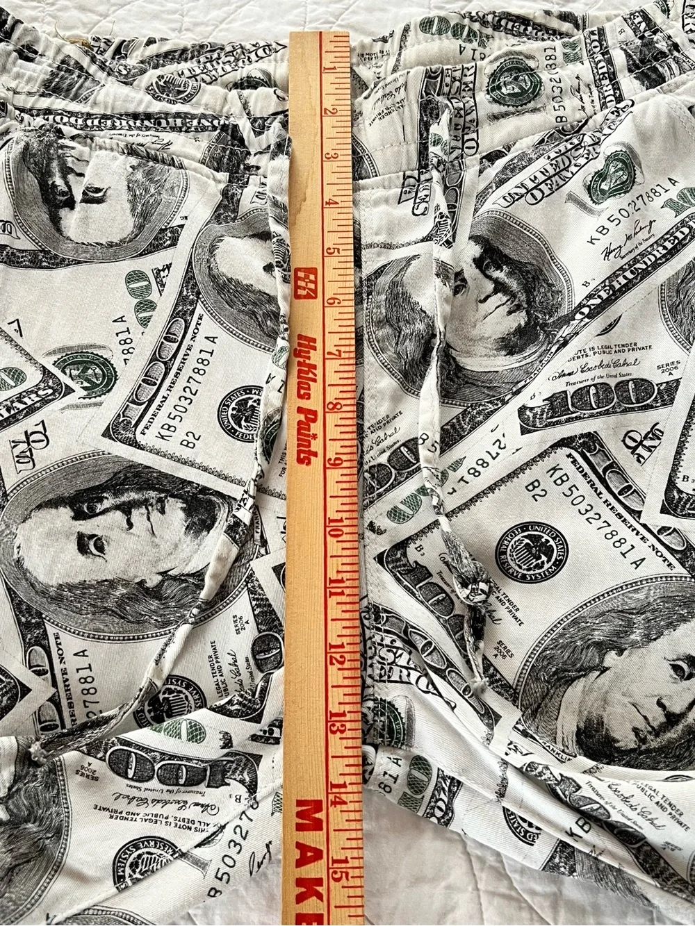 American Bazi Money-Print Joggers - White/Black/Green Streetwear Fun Bold $$$